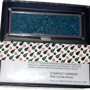 Judith Leiber Crystal Compact Mirror Neiman Marcus +Target  Blue & Green - NIB